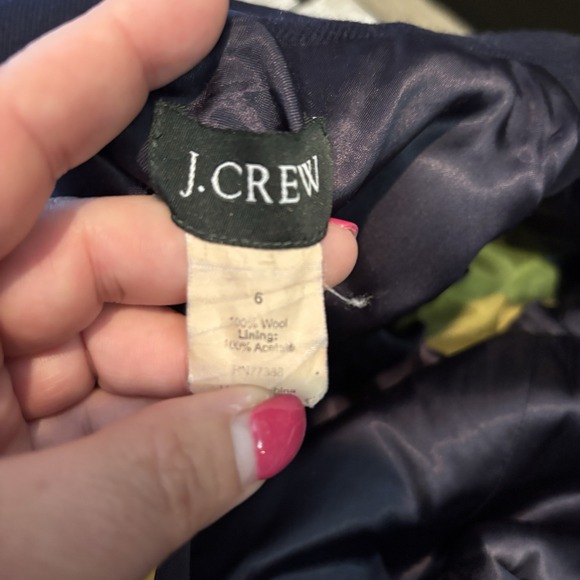 J Crew Womens Size‎ 6 Melton Wool Pea Coat Navy Blue Stadium Jacket Belted - Picture 5 of 7